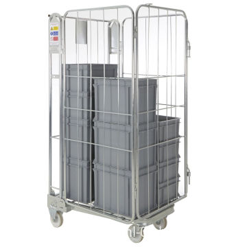 Collapsible wheeled laundry industrial trolley